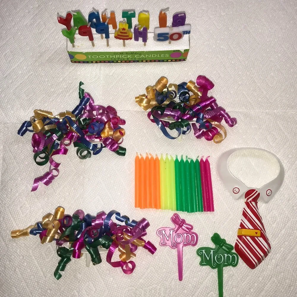 🎉 Cake Toppers Celebration Bundle – Candles, Picks & Party Decor 🎉